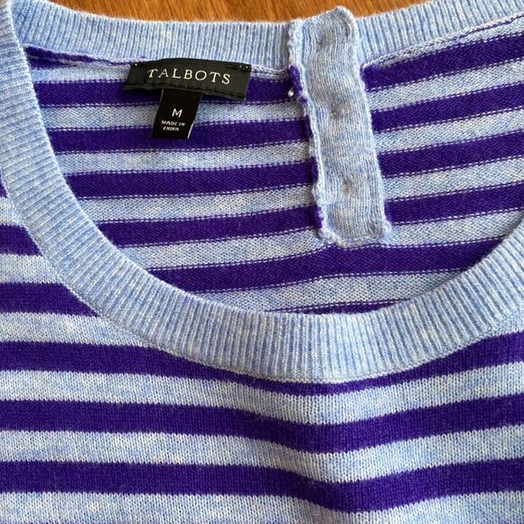 Talbot Blue and Purple Lambswool Sweater Striped Women’s Medium, Business Casual - Picture 7 of 8